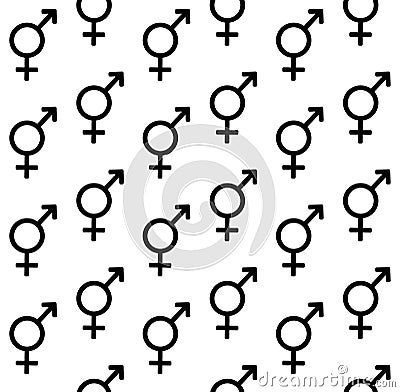 Vector seamless pattern of flat bi bisexual sign Stock Photo