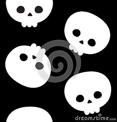 Vector seamless pattern of flat kawaii skull Vector Illustration
