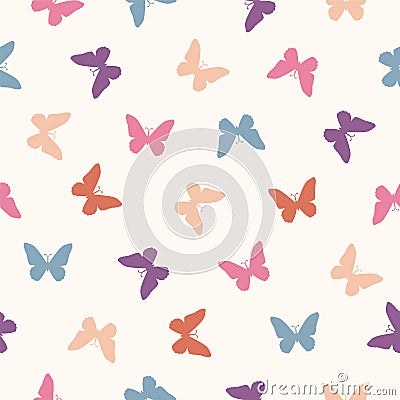 Vector seamless pattern - flat pastel butterflies Vector Illustration