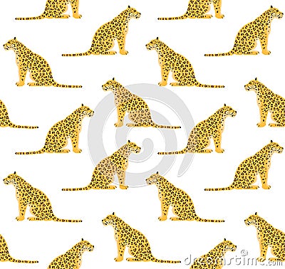 Vector seamless pattern of flat sitting leopard Vector Illustration