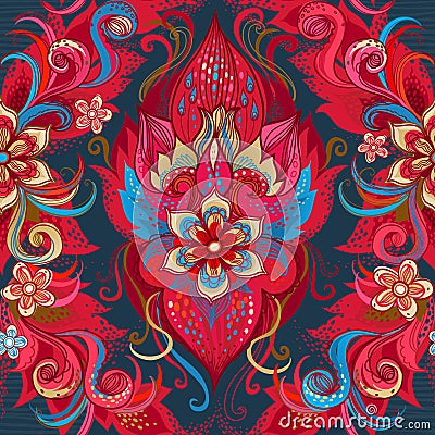 Vector seamless pattern with floral ornament. Vector Illustration