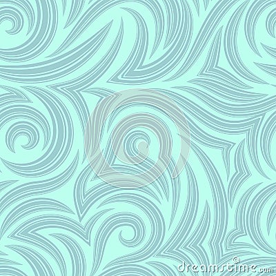 Vector seamless pattern of flowing and broken lines with cuts in the middle with sharp ends on an isolated turquoise Vector Illustration