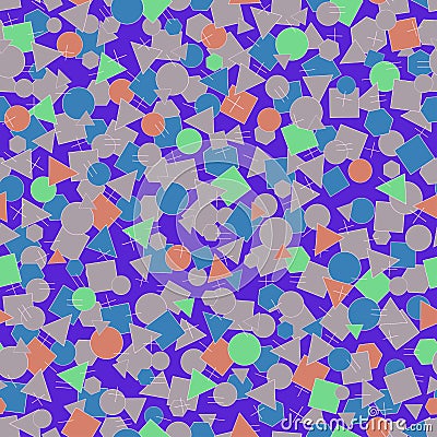 Vector seamless pattern. geometric forms background. square, circle, triangle. purple, blue, turquoise, pink. background Vector Illustration