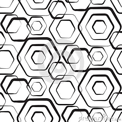 Vector seamless pattern. Geometric hexagonal. Repeating modern stylish texture. Simple graphic design. Black and white trellis. En Vector Illustration