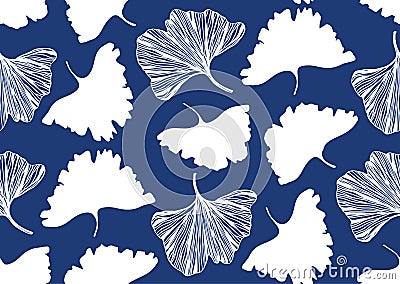 Vector seamless pattern with ginkgo biloba leaves Vector Illustration