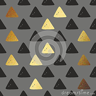 Vector seamless pattern with golden triangles. Decorative background for printing Vector Illustration