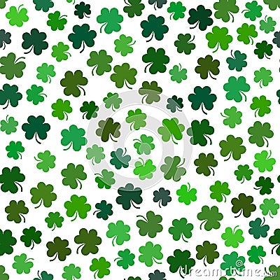 Vector seamless pattern with green shamrock, symbol of st. Patri Vector Illustration