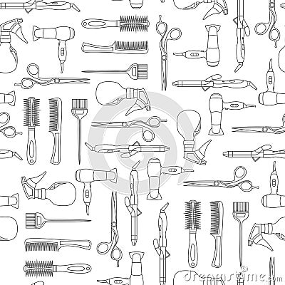 Vector seamless pattern of hairdressing line equipment Vector Illustration