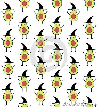 Vector seamless pattern of Halloween avocado Vector Illustration