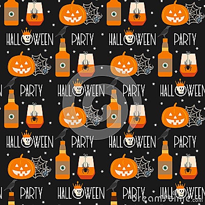 Vector seamless pattern Halloween 2020 Party Vector Illustration