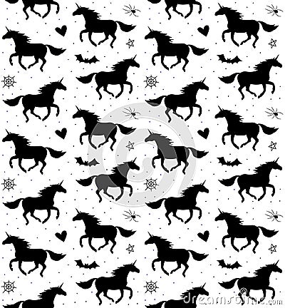 Vector seamless pattern of Halloween unicorn Vector Illustration