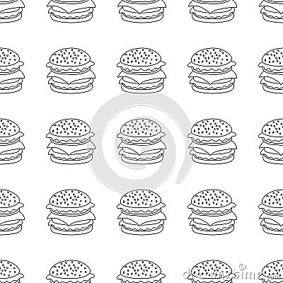 Vector seamless pattern with hamburger. Vector Illustration