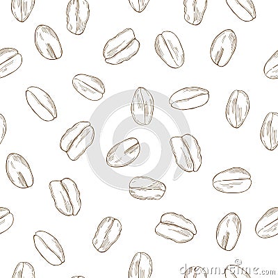 Vector seamless pattern with hand drawn oat-flakes Vector Illustration