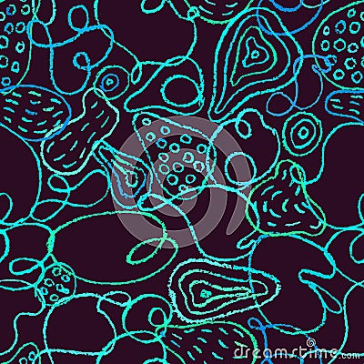 Vector seamless pattern with hand drawn organic abstract shapes. Linear colorful elements backdrop. Abstract shapes Vector Illustration