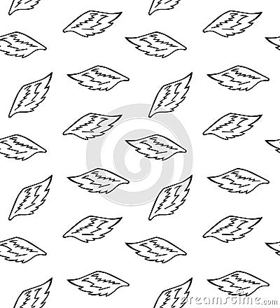 Vector seamless pattern of hand drawn wings Vector Illustration