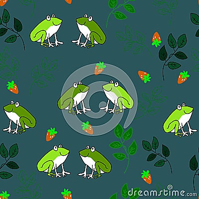 Vector seamless pattern with happy frogs Vector Illustration