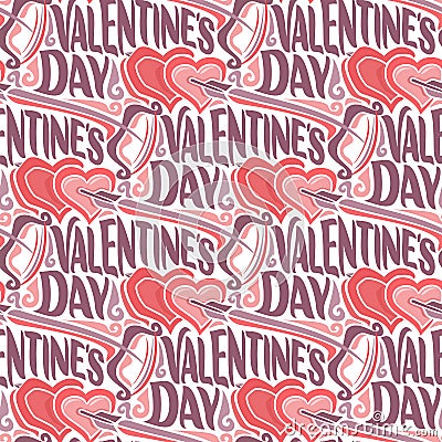 Vector seamless pattern for Happy Valentine`s Day Vector Illustration