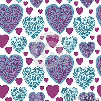 Vector seamless pattern with hearts. The best card for Valentines`s Day. Vector Illustration