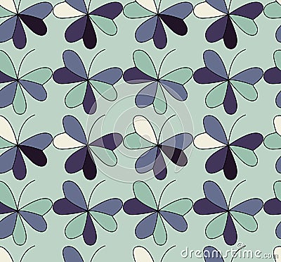 Vector seamless pattern with hearts placed in clover shapes. Flat shamrock imagined colors background. Simple repeating Vector Illustration