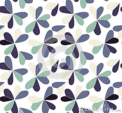 Vector seamless pattern with hearts placed in clover shapes. Flat shamrock imagined colors background. Simple repeating Vector Illustration