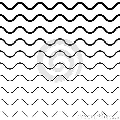Vector seamless pattern, horizontal wavy lines Vector Illustration
