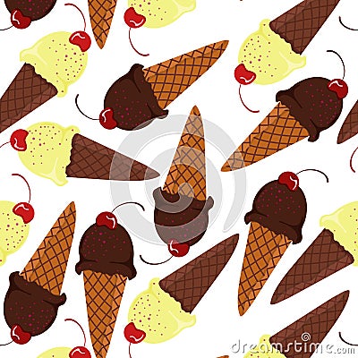 Vector seamless pattern with ice cream Vector Illustration