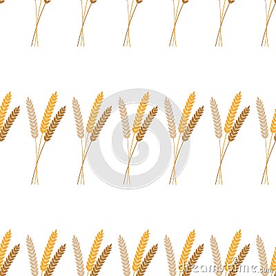 Vector seamless pattern illustration ears of wheat. Beer, oktoberfest, background. For bakery package, bread products. Autumn Cartoon Illustration