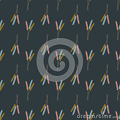 Vector seamless pattern illustration ears of wheat. grunge seamless pattern. malt grain, spica, wheat grain. Vector Illustration