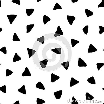 Vector seamless pattern. Irregular triangle texture. Cute abstract uneven triangular patern. Repeated random random drawn spot. Re Vector Illustration