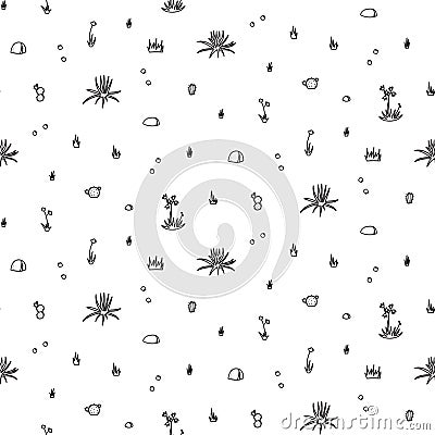 Vector seamless pattern with desert - stone, plant Vector Illustration