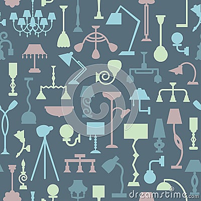 Vector seamless pattern with lamps. Vector Illustration