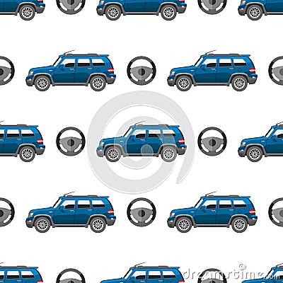 Vector seamless pattern luxury car transportation detailed auto business transport design pickup Vector Illustration