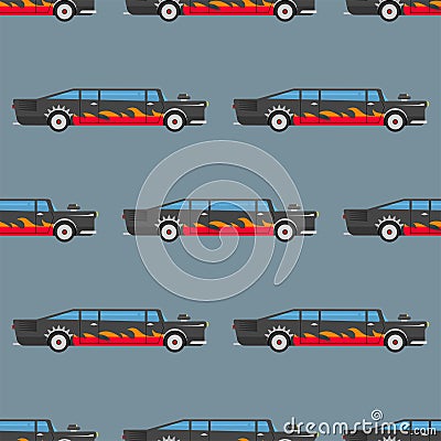 Vector seamless pattern luxury limousine long car transportation detailed auto business transport design pickup Vector Illustration