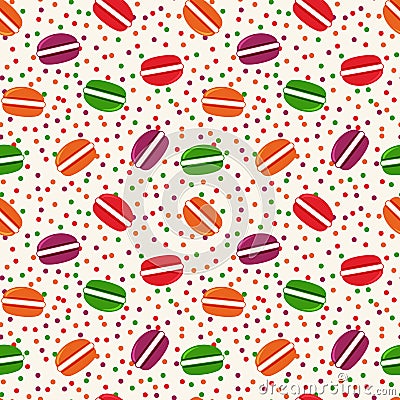 Vector seamless pattern with macaroons. Vector Illustration