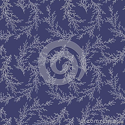 Vector seamless pattern made of Hand Drawn branches. Monochrome Botanical Vintage Vector Illustration. Vector wedding Vector Illustration