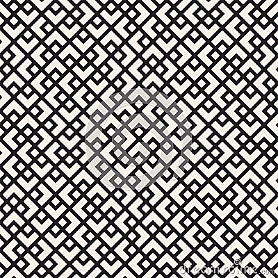 Vector seamless pattern. Mesh repeating texture. Linear grid with chaotic shapes. Stylish geometric lattice design Vector Illustration