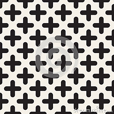 Vector seamless pattern. Modern stylish abstract texture. Repeating geometric rounded cross shapes. Vector Illustration