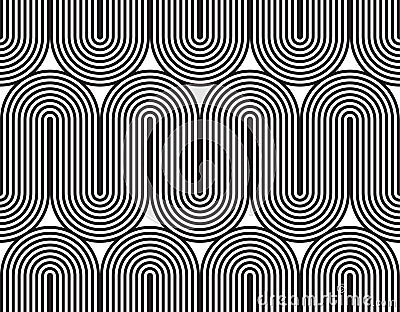 Vector seamless pattern. Modern stylish texture. Geometric striped ornament. Monochrome linear weaving. Vector Illustration