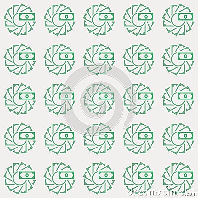 Vector seamless pattern of moneys in creative loop circle style Vector Illustration