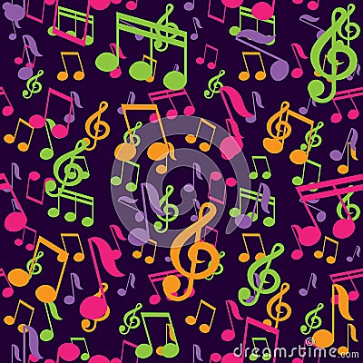 Vector seamless pattern with music notes Stock Photo