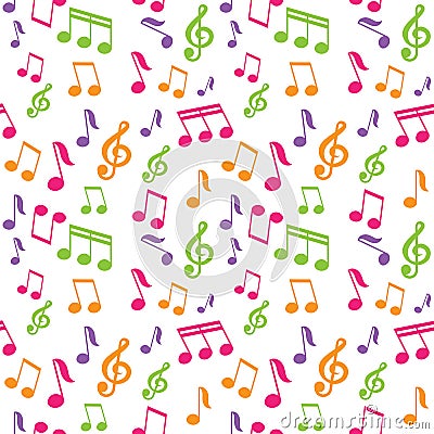 Vector seamless pattern with music notes Stock Photo