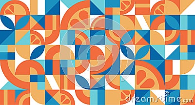 Vector seamless pattern with orange in the Bauhaus style. Abstract geometric texture with simple repeating shapes Vector Illustration