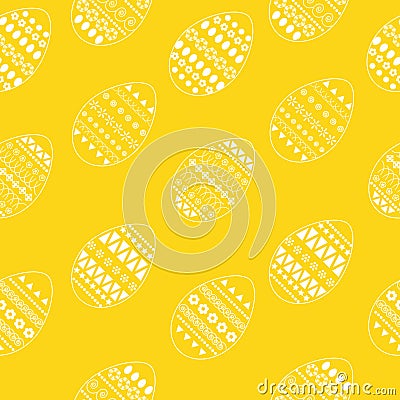 Vector seamless pattern of ornate white easter eggs. Fresh and spring design for greeting cards, textile, booklet, fabric, sticker Vector Illustration