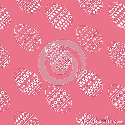 Vector seamless pattern of ornate white easter eggs. Fresh and spring design for greeting cards, textile, booklet, fabric, sticker Vector Illustration