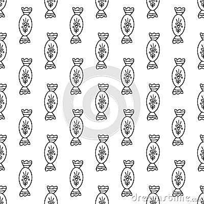 Vector seamless pattern with outline candies. Seamless pattern Vector Illustration