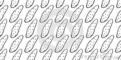 Vector seamless pattern of outline cucumbers icons. Topic of vegetables, farm products, kids design Vector Illustration