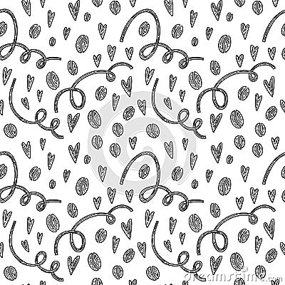 Vector seamless pattern. Outline Illustrations of reusable cups. Coffee and tea mugs for take away drinks. For Vector Illustration