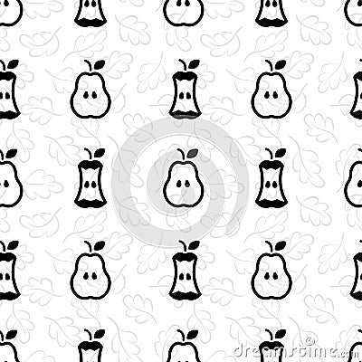 Vector seamless pattern with outline pear icons. Vector Illustration