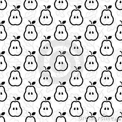 Vector seamless pattern with outline pear icons. Vector Illustration