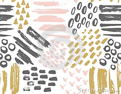 Vector seamless pattern of painted ink textures. Vector Illustration